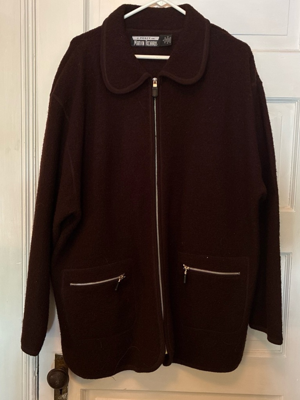 Marvin Richards Dark Brown Teddy Zip-Front Jacket